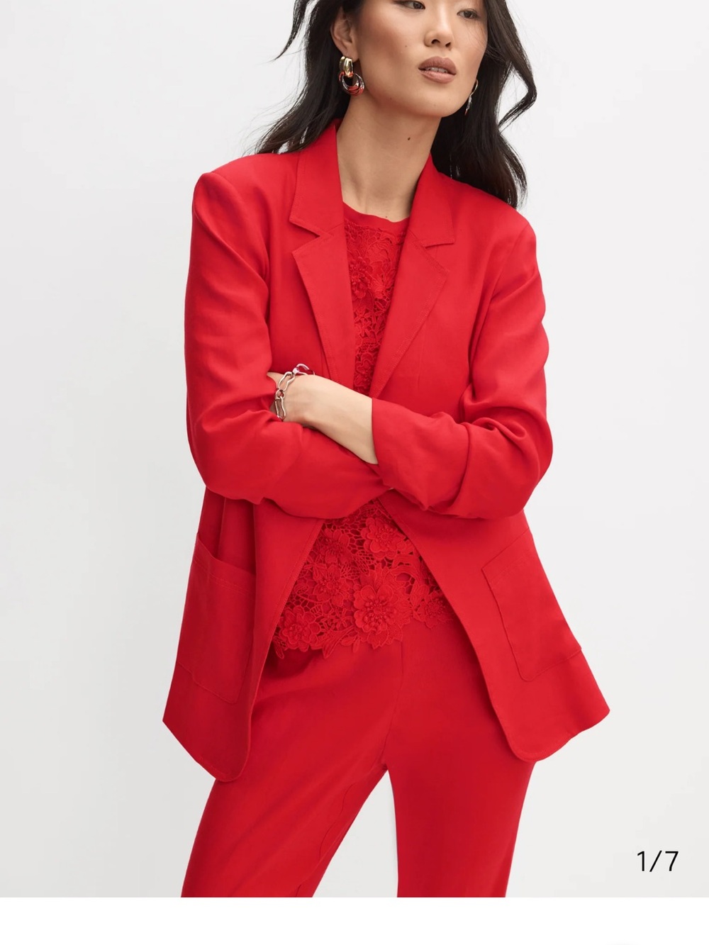 Melanie Lyne Red Women's Tailored Blazer - Classic Single-Breasted Jacket